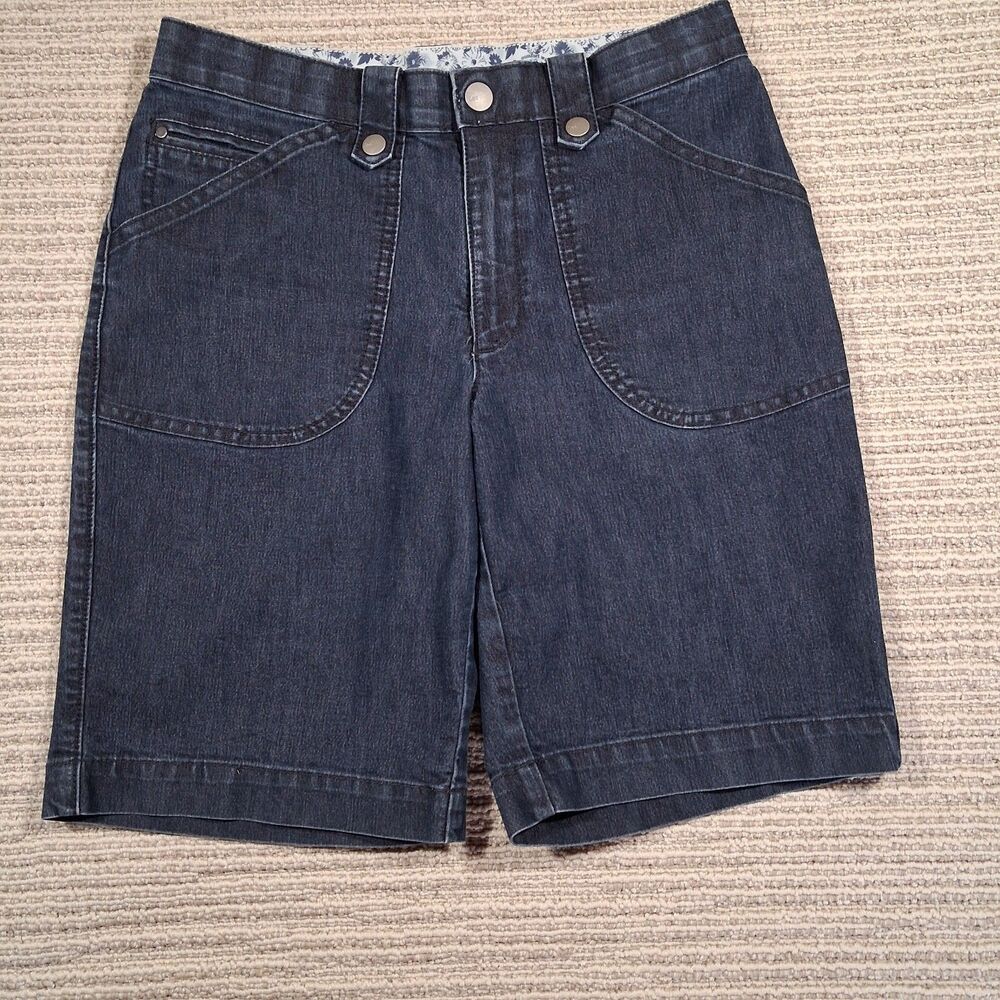 ​Lee Women's Size 6 Medium Denim Bermuda Shorts Comfort Waistband Dark Wash Indi